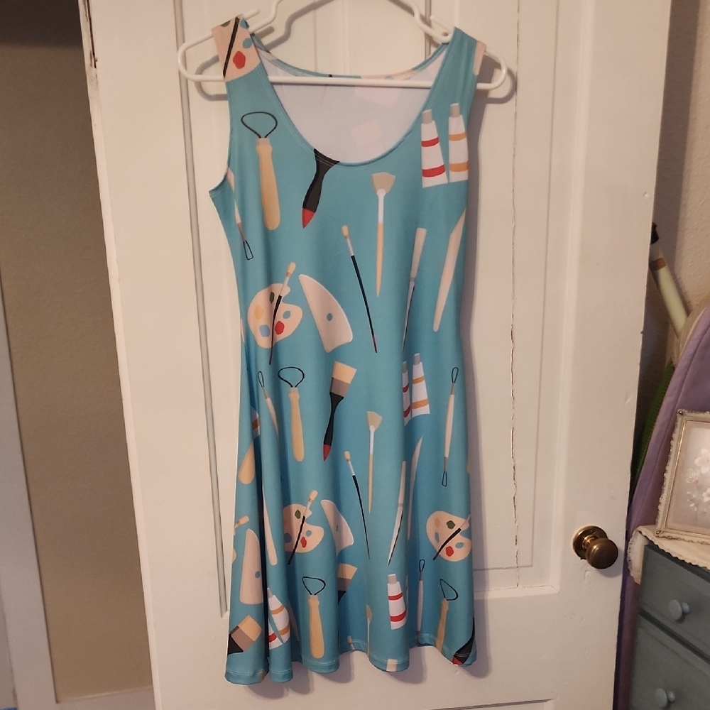 Art Teacher Art Supplies Blue Women's Dress - Size M